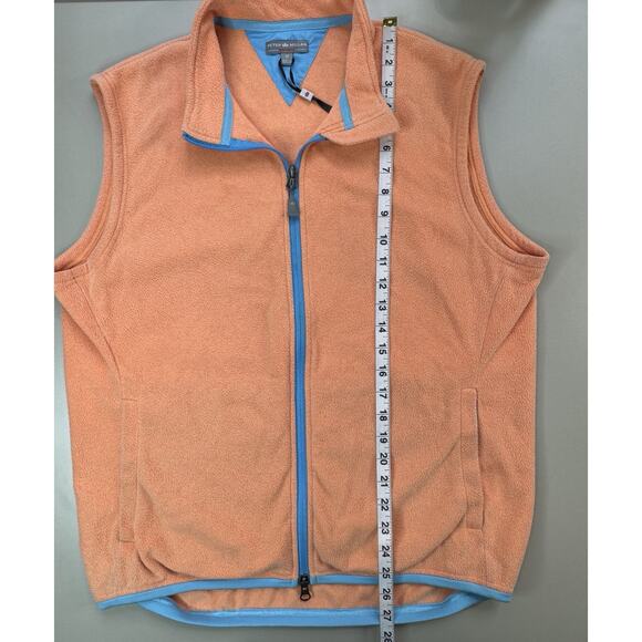 Peter Millar Mens Crown Warmth Fleece Vest M Orange Lightweight Full Zip Golf - Picture 5 of 10
